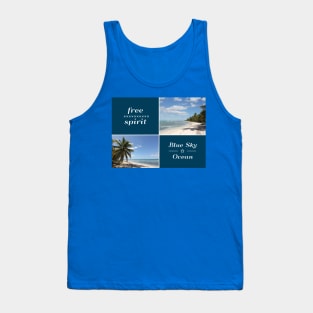 Free Spirit - Blue Sky and Ocean Caribbean Collage Tank Top